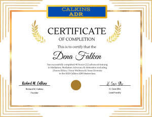 Dena Falken Calkins ADR Masterclass 2023 Certificate 1 Mediation Services
